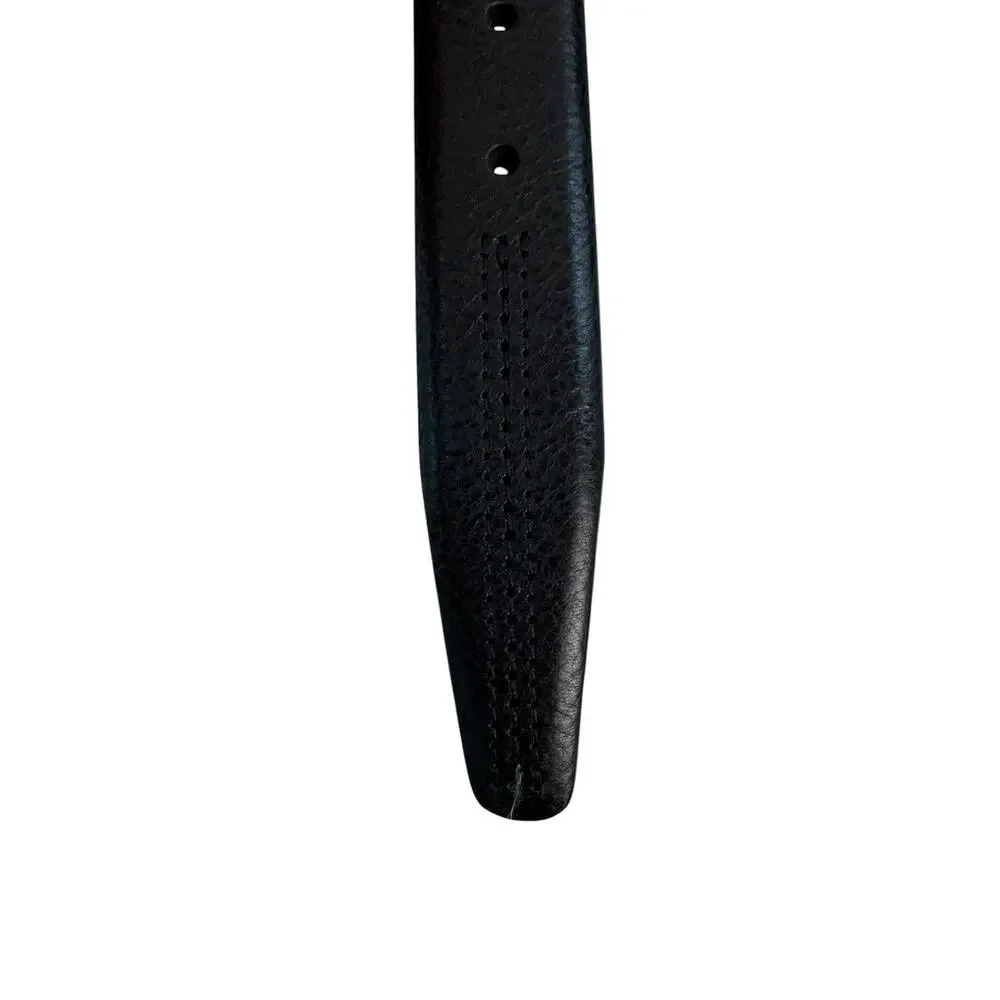 BROOKS BROTHERS Black Leather Belt Mens Silvertone Hardware Center Seam 38/95
